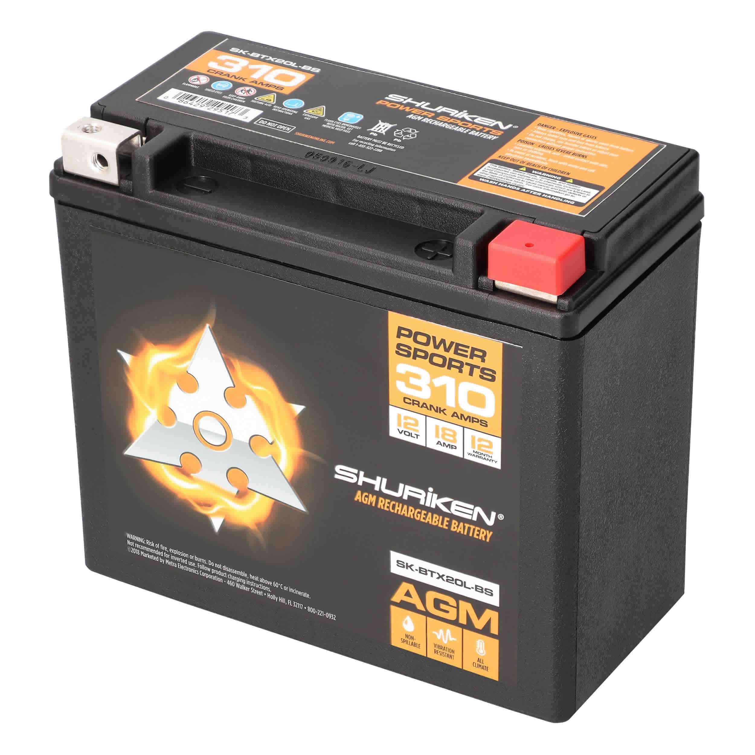 Shuriken SK-BTX20L-BS, OE Battery JIS 310CCA/18AH
