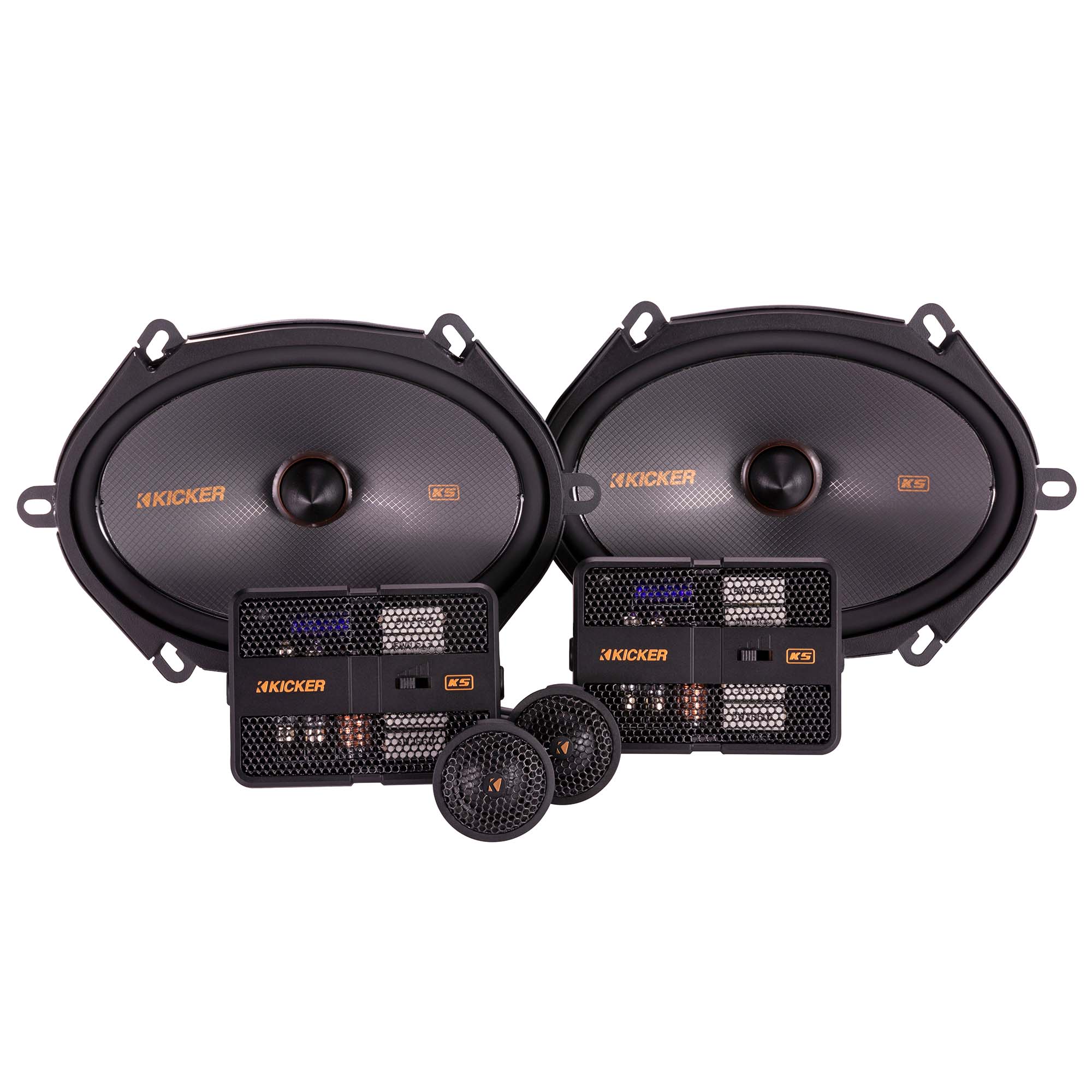Kicker KSS6804, KS Series 6x8" 2-Way 4 Ohm Component Speakers + Damping Kit Bundle