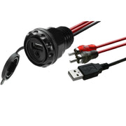 MB Quart PSAP-2, Waterproof Dash Mounted USB and 3.5mm Input with RCA and USB Extension Cable