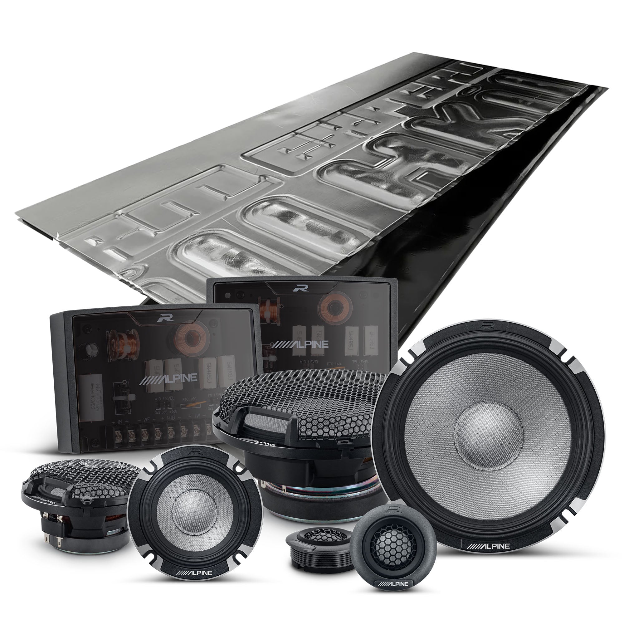 Alpine R2-S653, R Series 6.5" Pro 3-Way Hi-Res Speakers + Sound Damping Kit Bundle