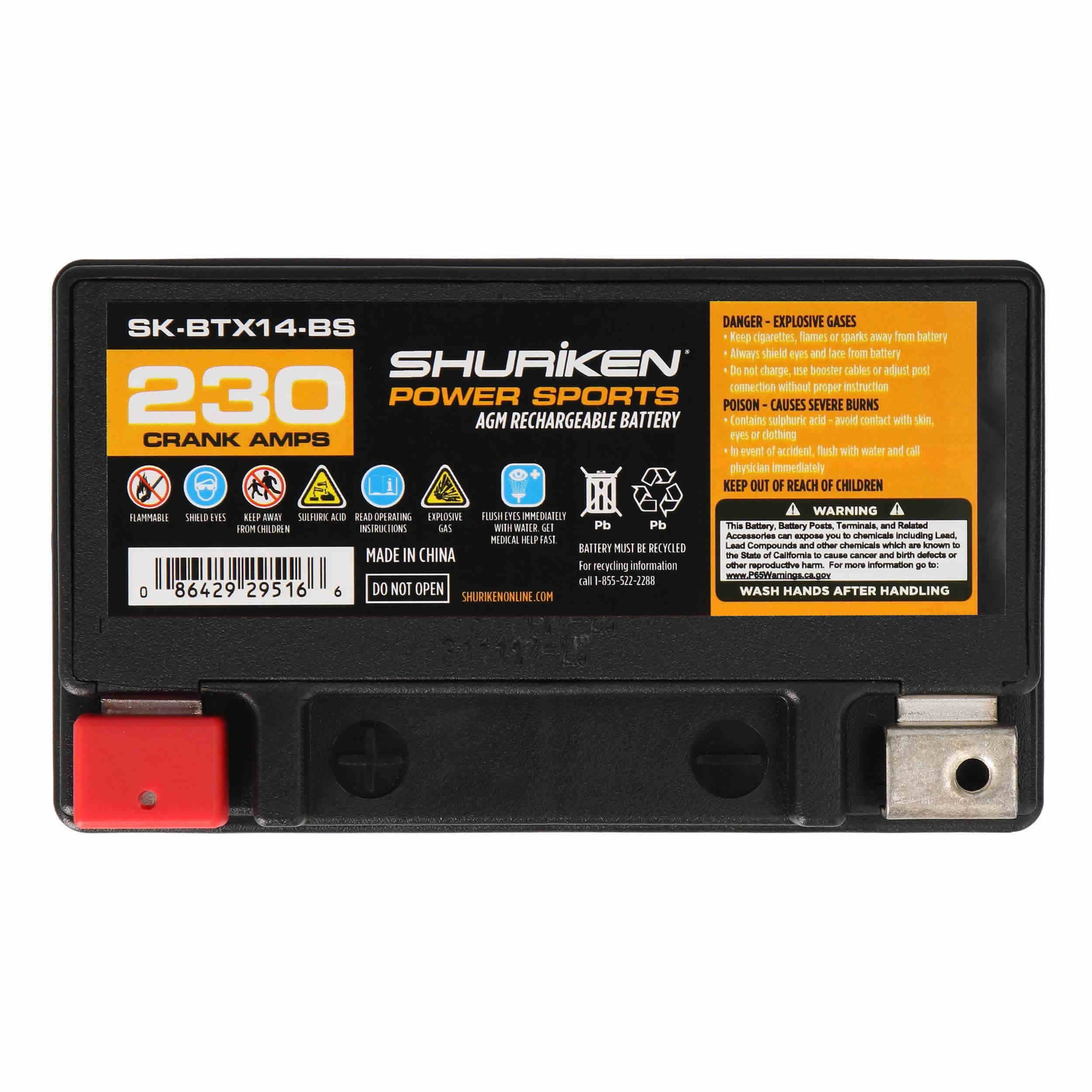 Shuriken SK-BTX14-BS, OE Battery JIS 230CCA/12AH