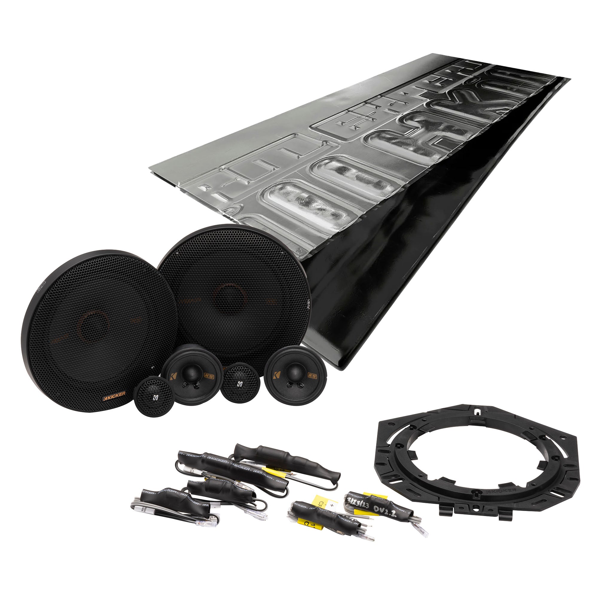 Kicker KSS365, KS Series 6.5" 3-Way 4 Ohm Component Speakers + Damping Kit Bundle