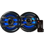 Kenwood KFC-1673MRBL, 6.5" 2-Way Coaxial Marine / Motorsport Speaker w/ LED Lighted Black Grille - 260W