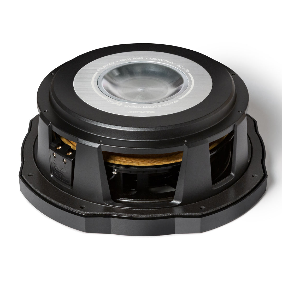 Alpine RS-W10D2, R Series 10" 2 Ohm DVC Shallow Sub, 600 Watts Open Box