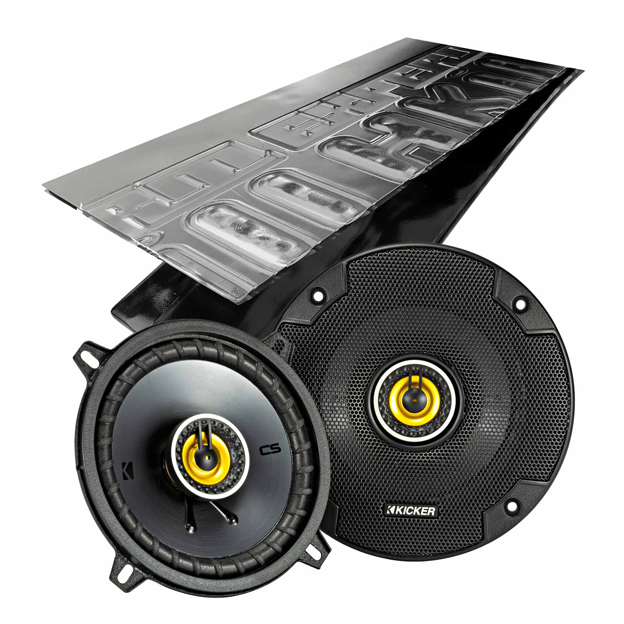 Kicker CSC54, CS Series 5.25" 2 Way Coaxial Car Speakers + Damping Kit Bundle