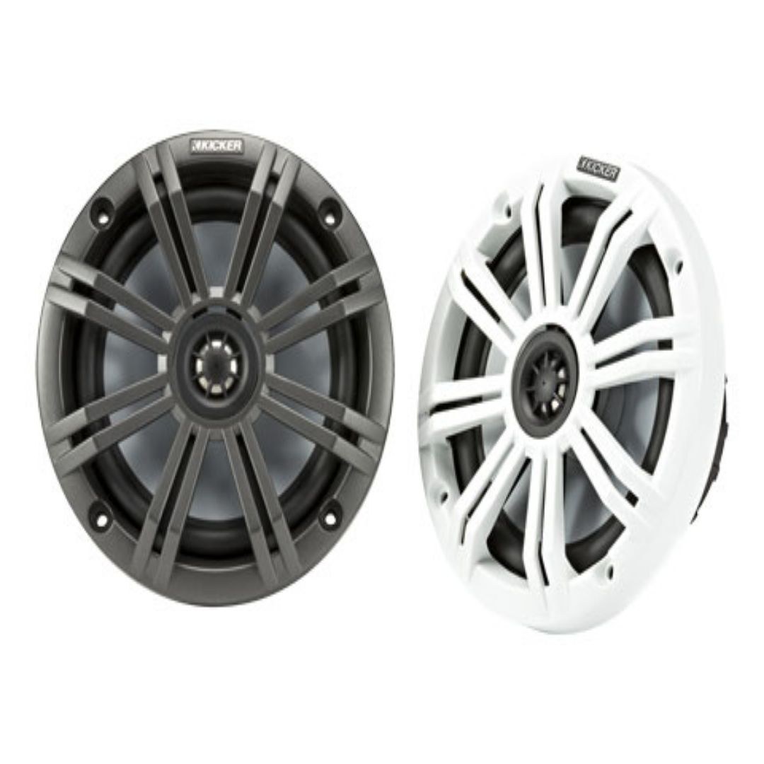 Kicker KM654, KM 6.5" Marine Speakers w/ Charcoal & White Grilles (OB)