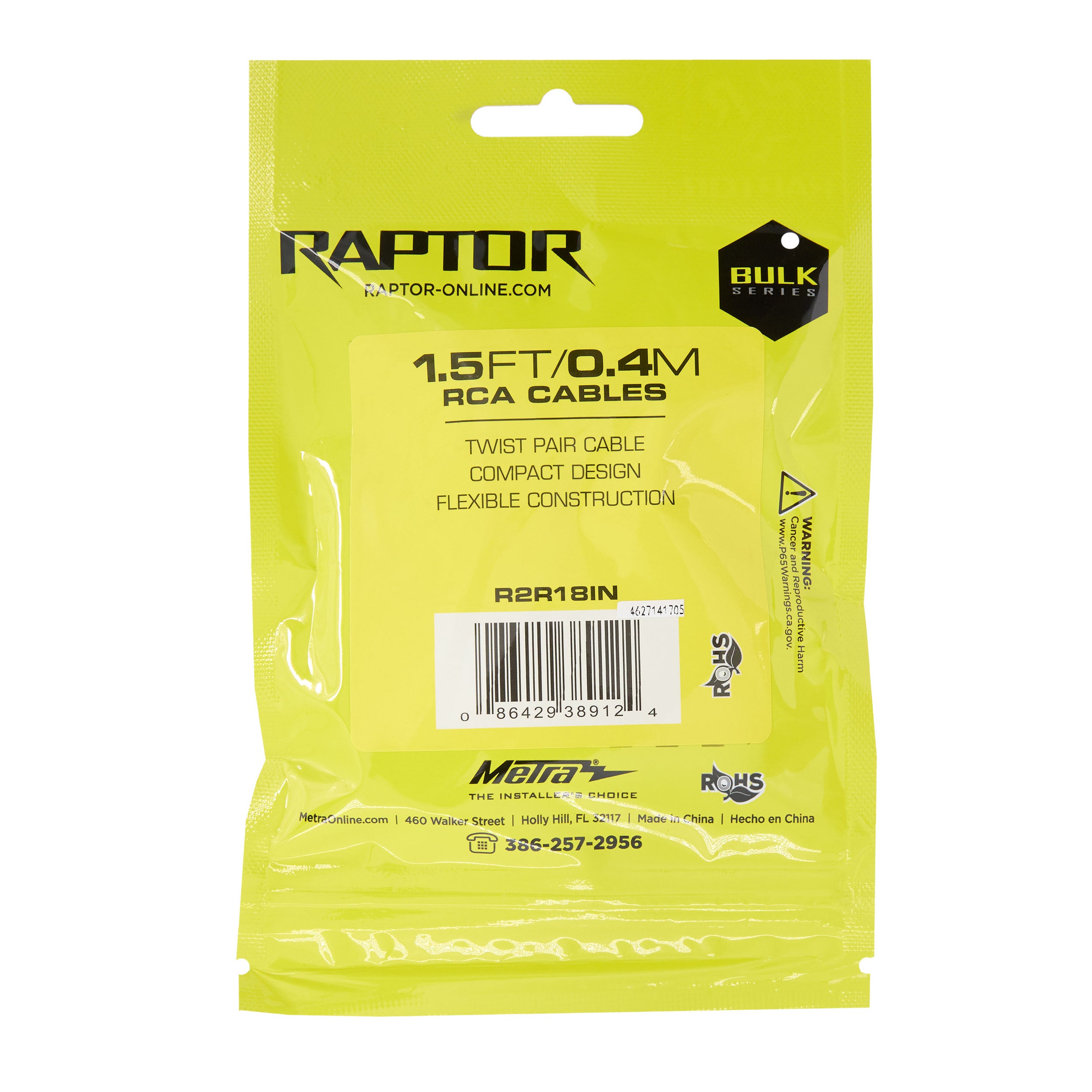 Raptor R2R18IN, +RCA 2ch 1½'