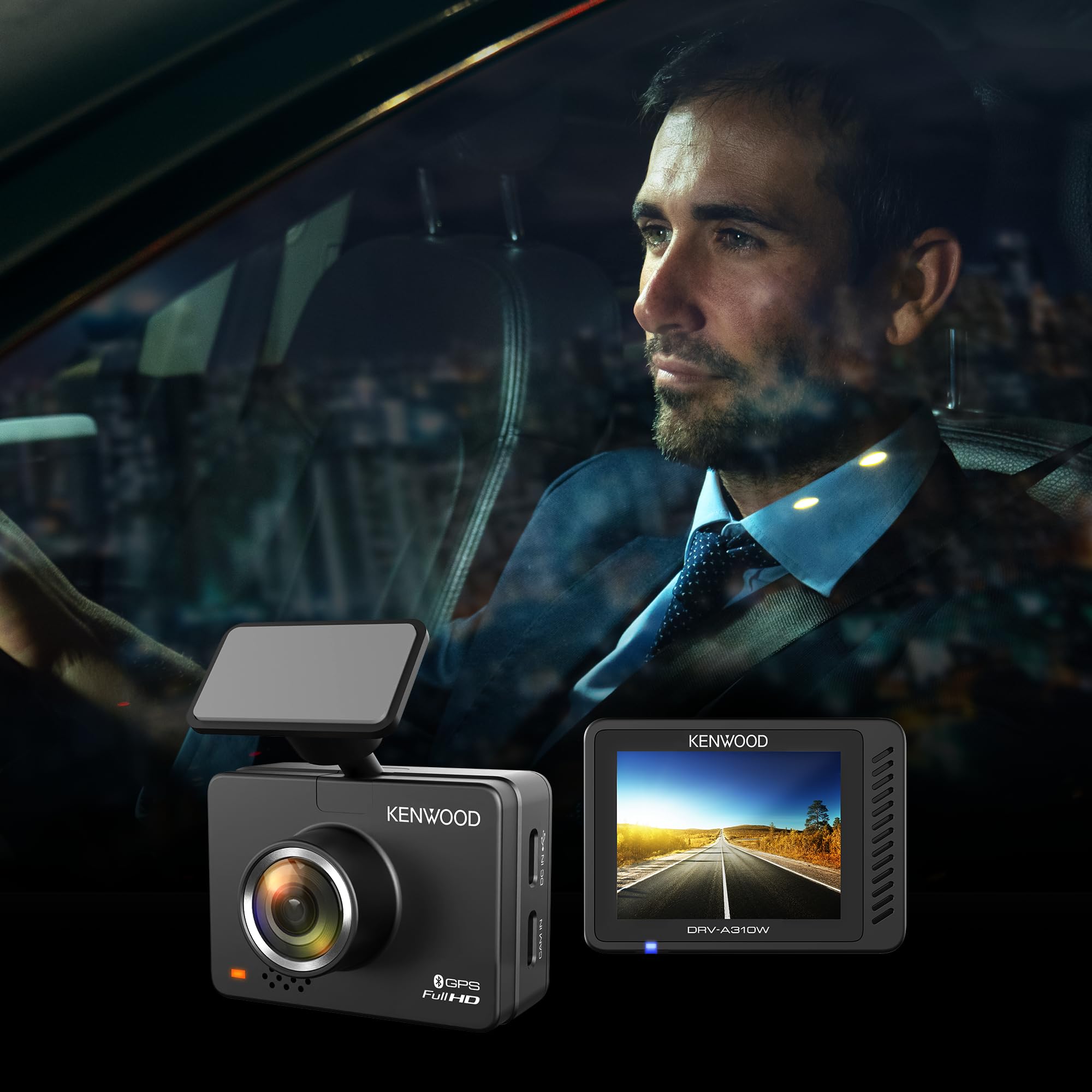 Kenwood DRV-A310W, Front View HD Dash Camera