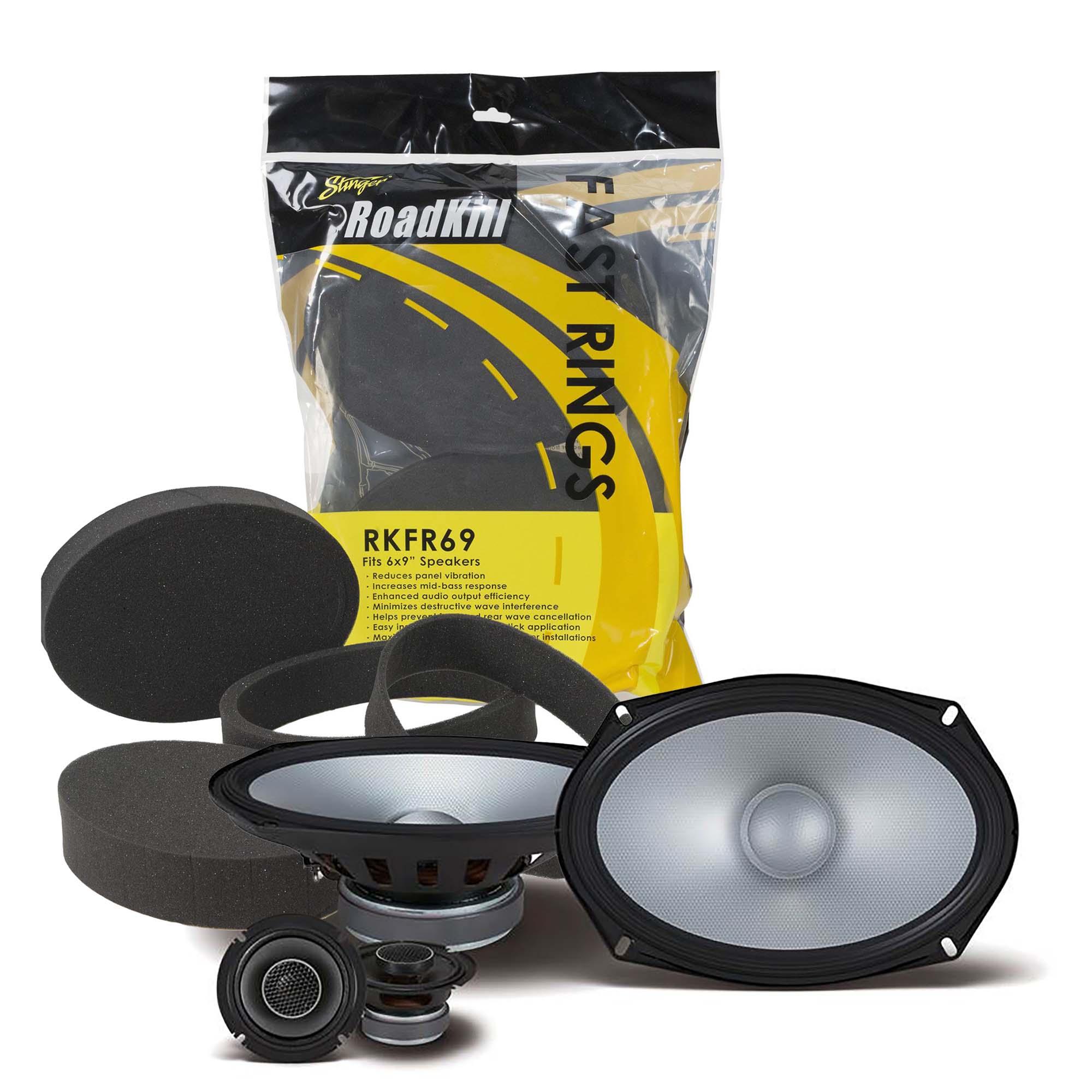 Alpine S2-S69C, S Series 6x9" 2-Way Hi-Res Speakers + Foam Baffle Kit Bundle