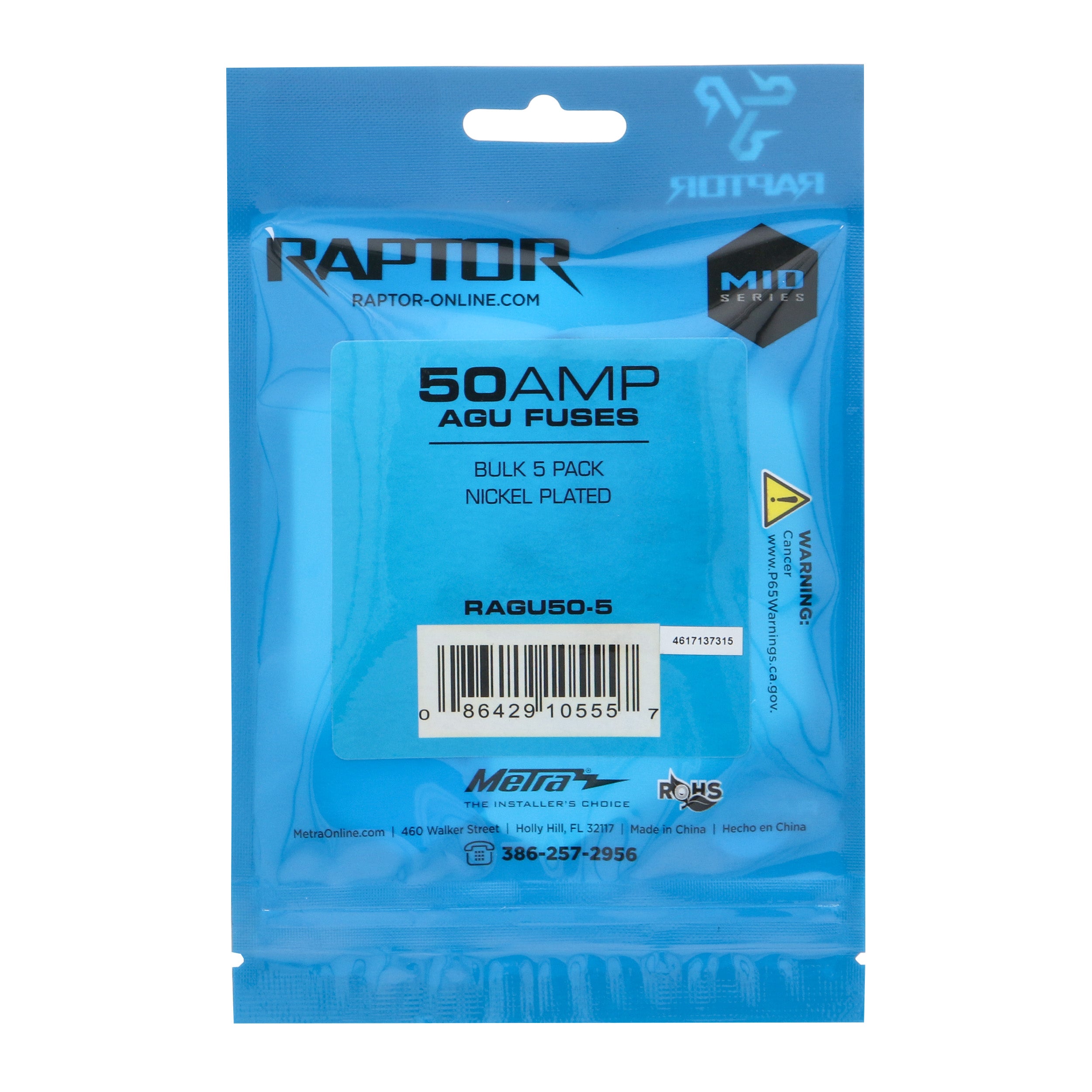 Raptor RAGU50-5, (5)Fuses AGU 50 Amp