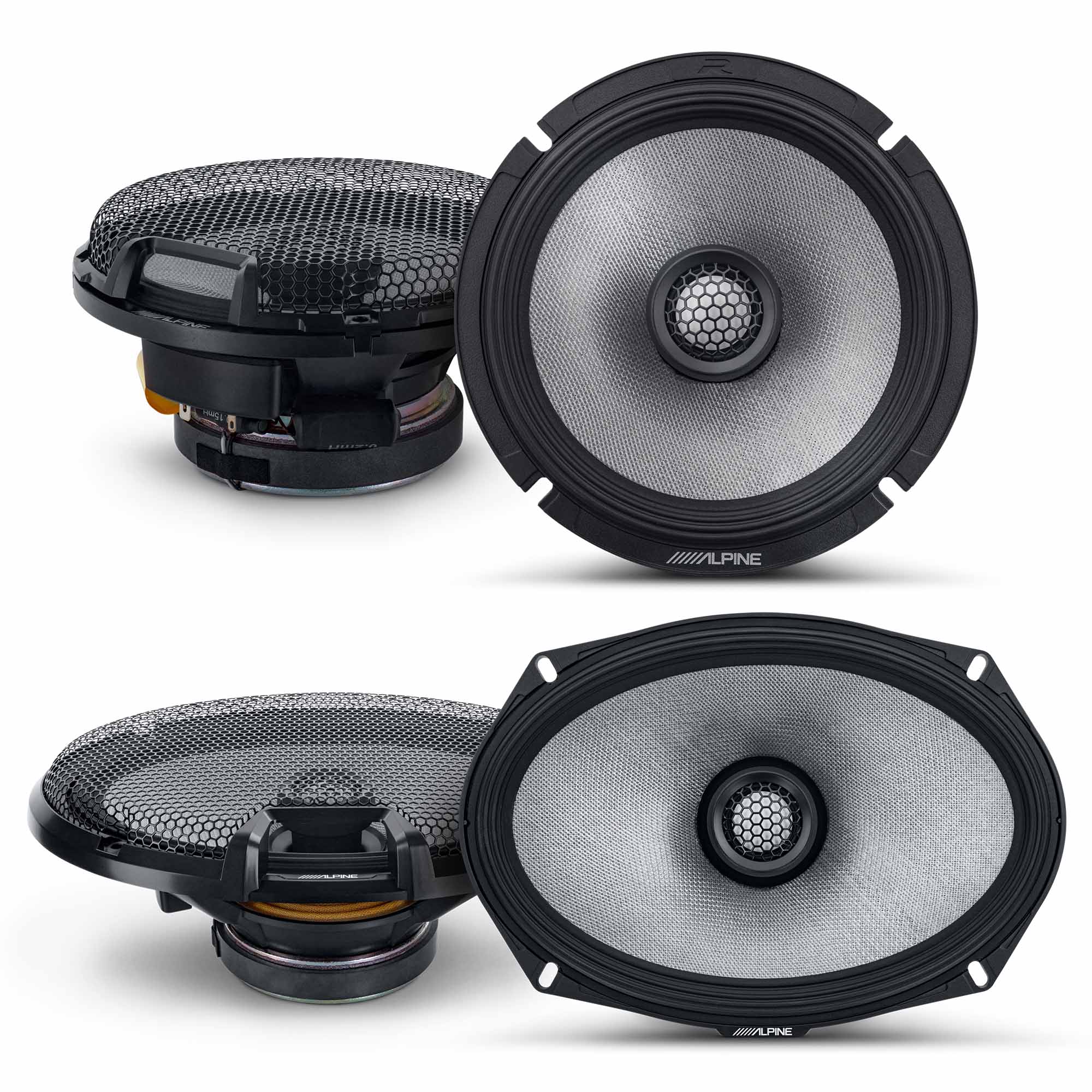 Alpine R2-S65/R2-S69, R-Series 6.5" + 6x9" 2-Way Hi-Res Coaxial Speakers Bundle