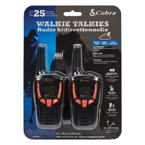 Cobra ACXT345, 23-Mile Range Two-Way Radio, 2 Pack