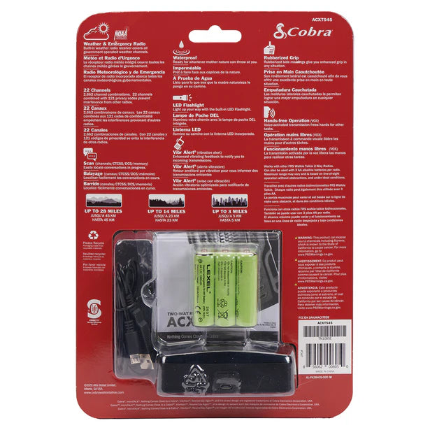 Cobra ACXT545, 28-Mile Range Two-Way Radio, 2 Pack
