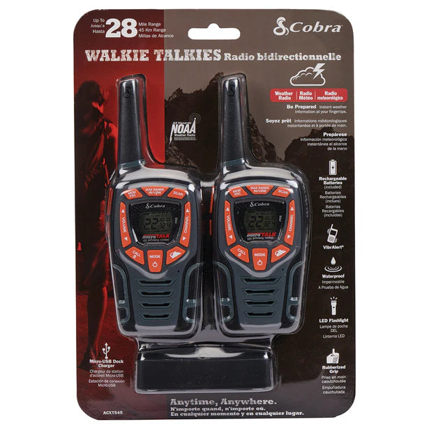 Cobra ACXT545, 28-Mile Range Two-Way Radio, 2 Pack