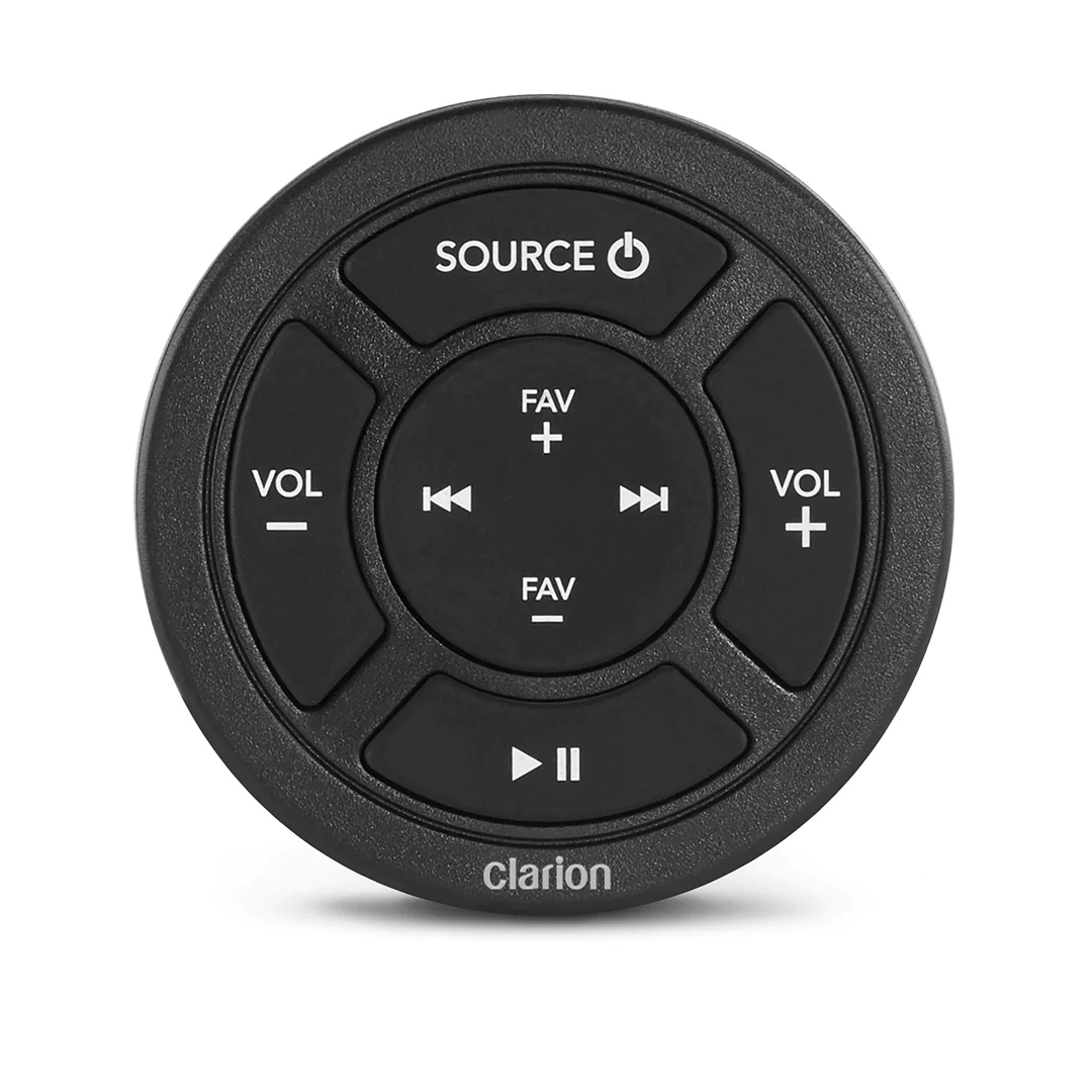 Clarion CMR-10, Round, Marine Wired Remote with Backlit Controls (no display) Compatible with CMM-20, CMM-30 & CMM-30BB