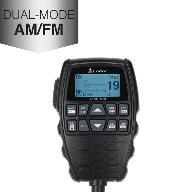 Cobra CCBR75AR01, 75 All Road Wireless 40-Channel CB Radio with Digital Noise Cancellation - Black