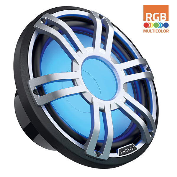 Hertz HMS 12 S4-LD-G, HMS 12" 4-Ohm Infinite Baffle Marine Subwoofer w/ RGB LED, Gray Sport Grille