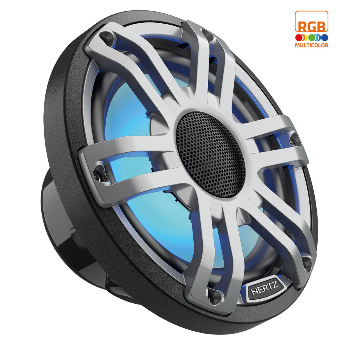 Hertz HMX 6.5 S-LD-G, HMX 6.5" Marine Coaxial Speakers w/ RGB LED, Gray Sport Grille