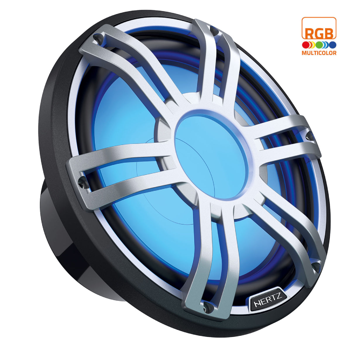 Hertz HMS 10 S-LD-G, HMS 10" 4-Ohm Infinite Baffle Marine Subwoofer w/ RGB LED, Gray Sport Grille