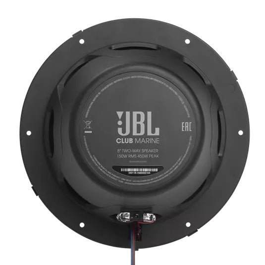 JBL CLUB82, 8" 2-Way Marine Speakers w/ RGB Lighting (White/Gray Grill)