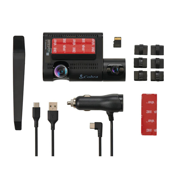 Cobra SC220C, QHD Dual-View Dash Camera w/ GPS, Wi-Fi®, and Bluetooth® Built-in Interior-View Cam