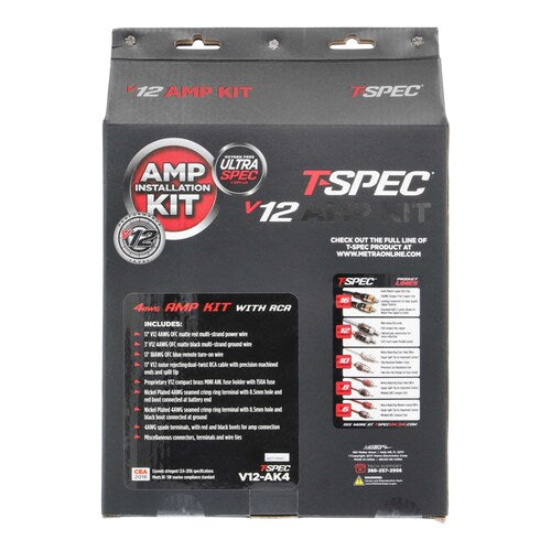 T-Spec V12-AK4, Amp Kit 4ga RCA