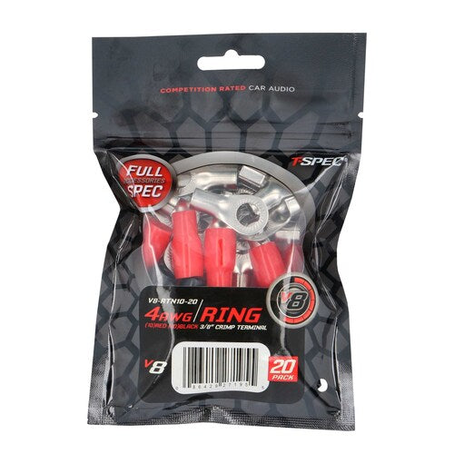 T-Spec V8-RTN10-20, (20)Ring Term 4ga 3/8"