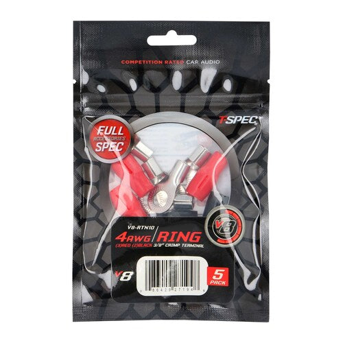 T-Spec V8-RTN10, (5)Ring Term 4ga 3/8"