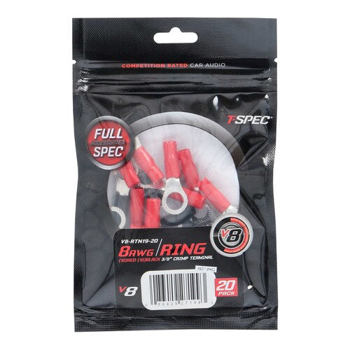 T-Spec V8-RTN19-20, (20)Ring Term 8ga 3/8"
