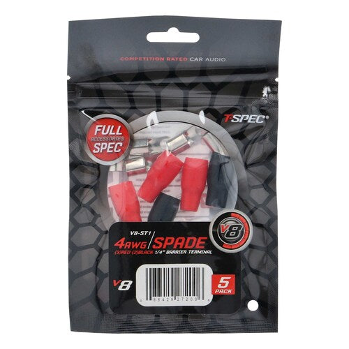 T-Spec V8-ST1, (5)Spade Term 4ga (3)Red/