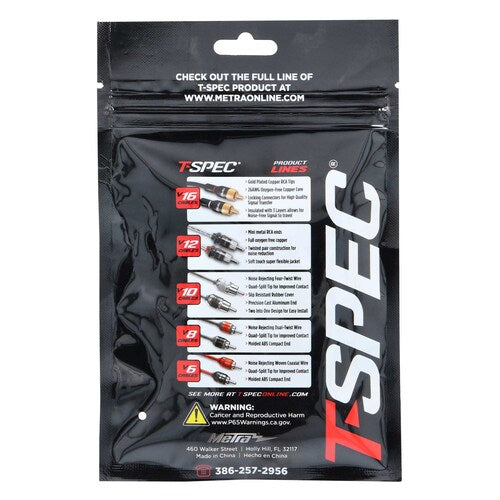 T-Spec V8-ST2-20, Spade Term 8ga (10)Red/10 Blk