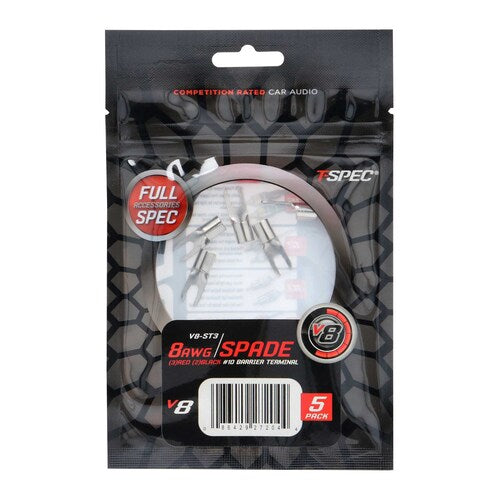 T-Spec V8-ST3, (5)Spade Term 8ga (3)Red/