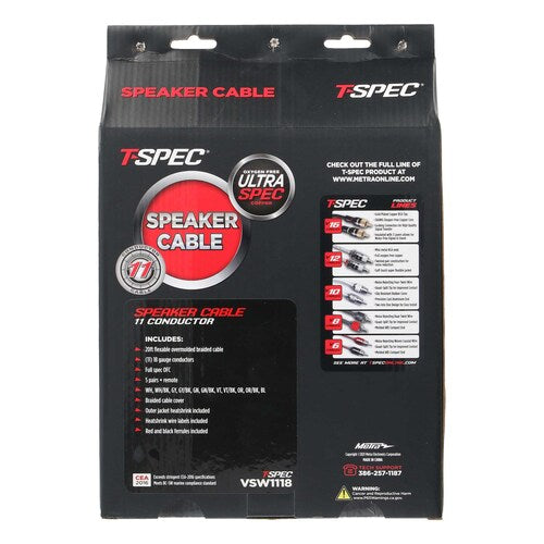T-Spec VSW1118, Spk Wire 18ga 11Con 20' Kit