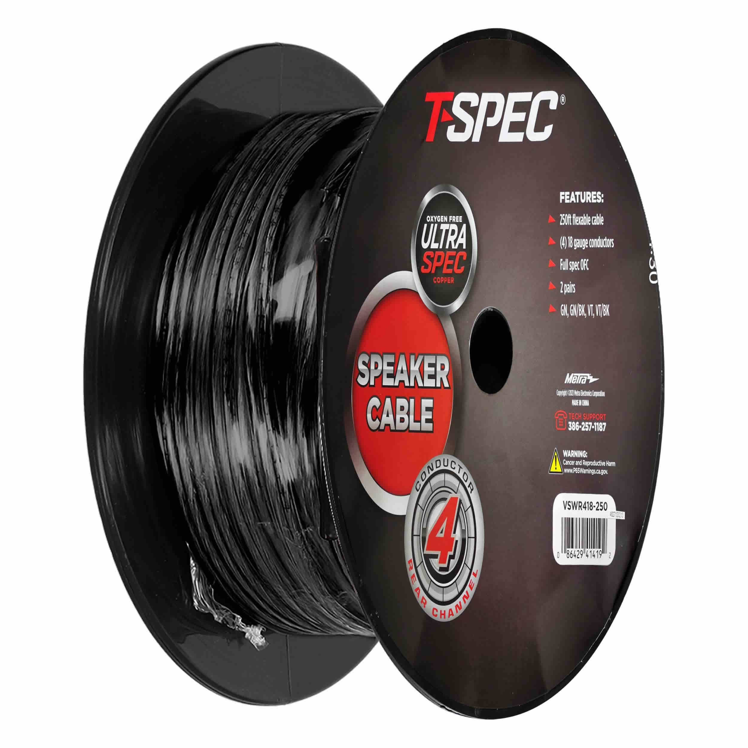 T-Spec VSWR418-250, Rear Ch Wire 250' 18ga 4Con