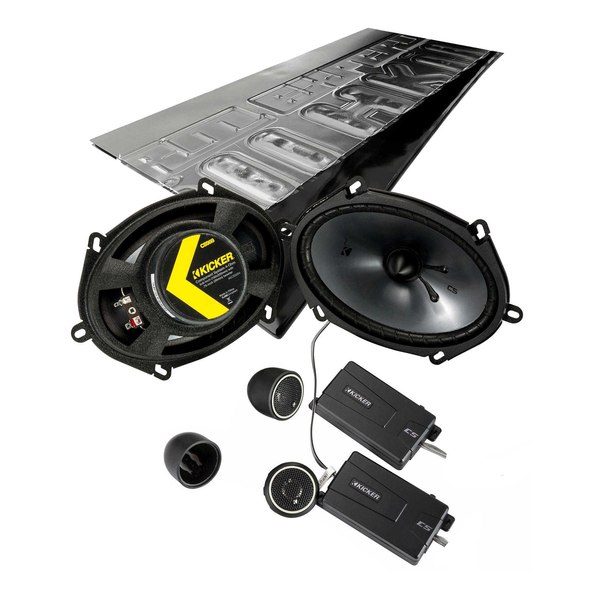 Kicker CSS684, CS Series 6x8" Component System + Damping Kit Bundle
