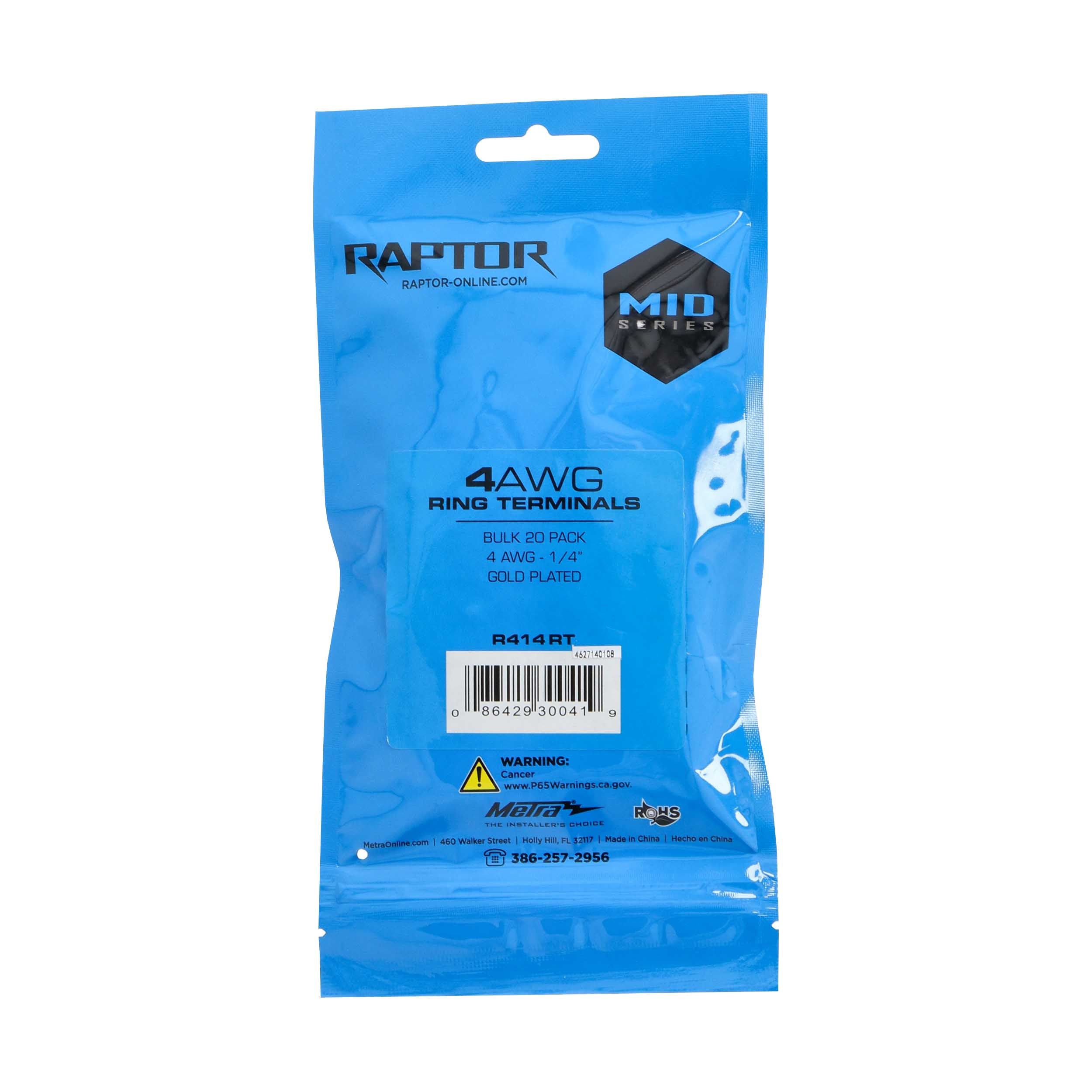 Raptor R414RT, (20)Ring Term 4ga 1/4"