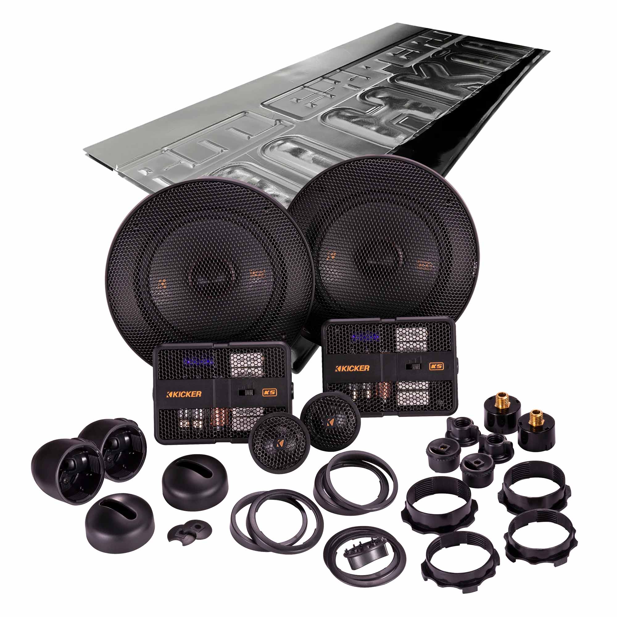 Kicker KSS50, KS Series 5.25" 2-Way 4 Ohm Component Speakers + Damping Kit Bundle
