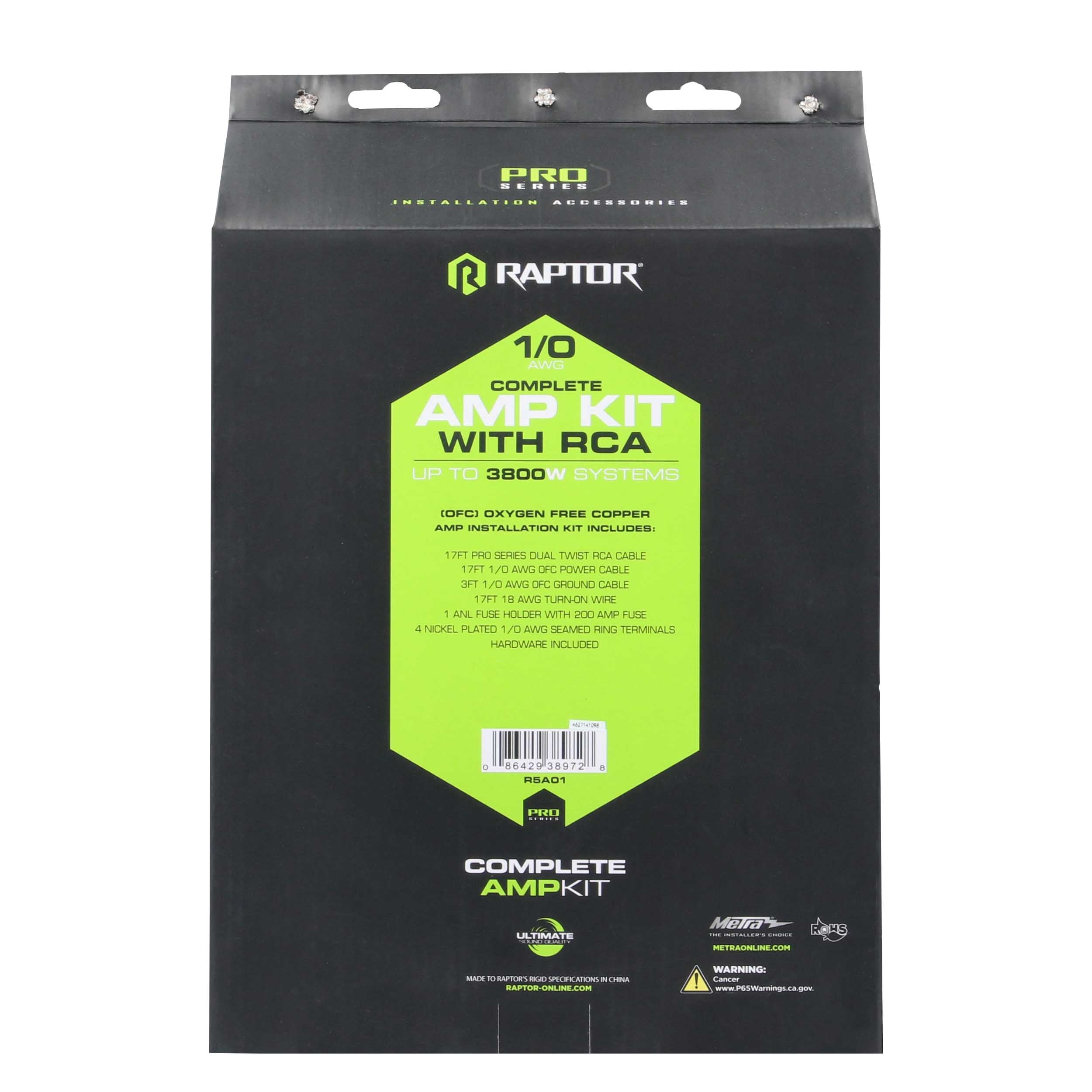 Raptor R5A01, Amp Kit 0ga RCA