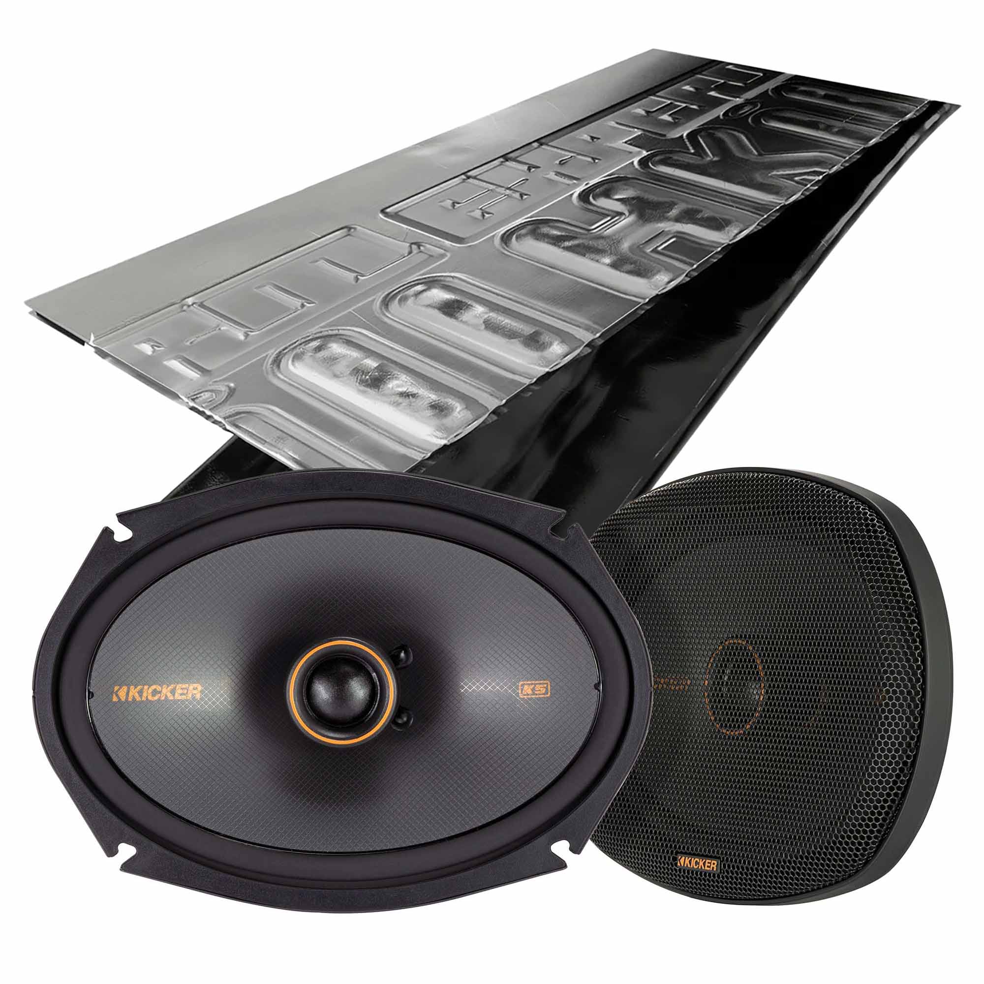 Kicker KSC690, KS Series 6x9" 2-Way 4 Ohm Coaxial Speakers + Damping Kit Bundle