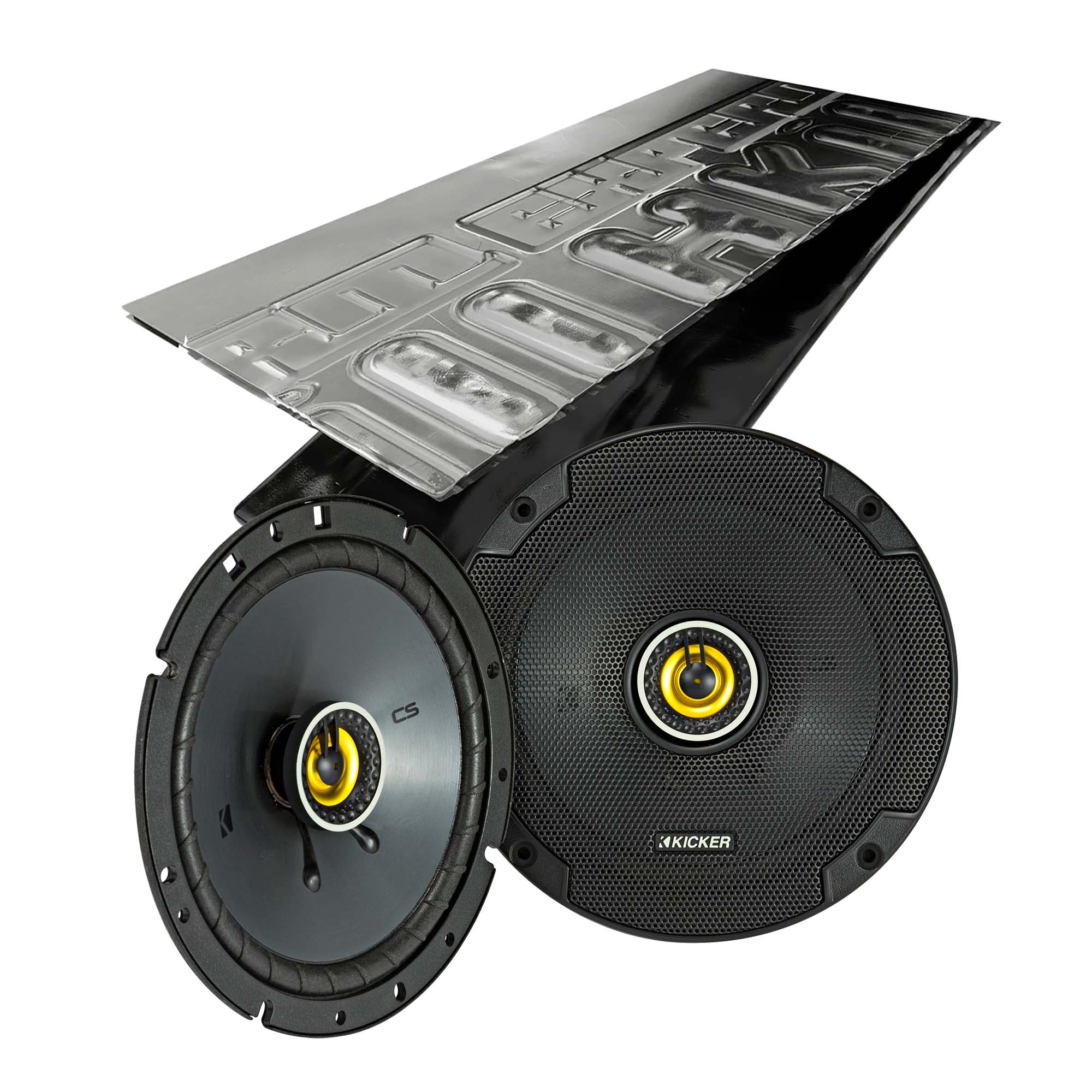 Kicker CSC674, CS Series 6.75" 2 Way Coaxial Speakers + Damping Kit Bundle