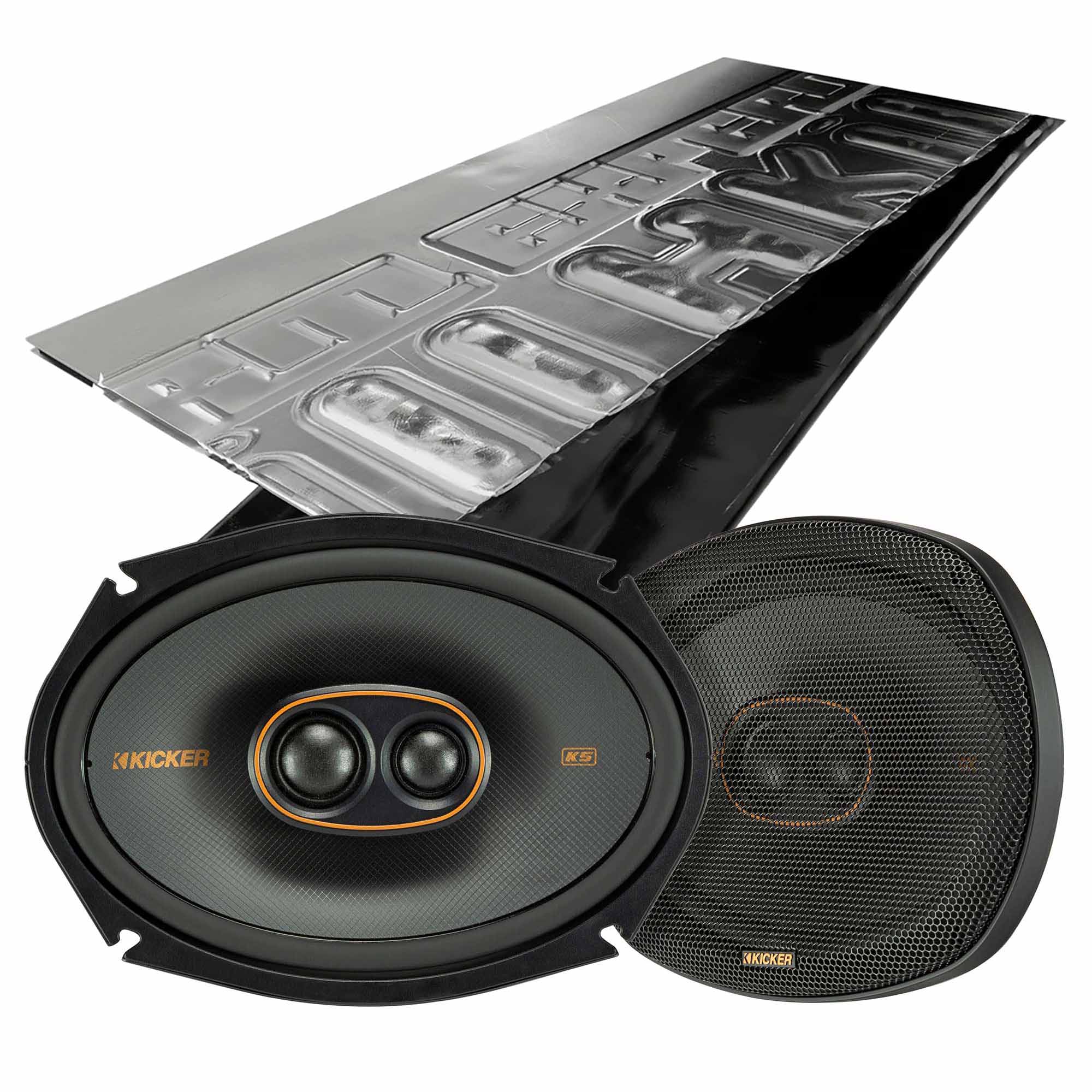 Kicker KSC6930, KS Serie 6x9" 3-Way 4 Ohm Speakers + Damping Kit Bundle