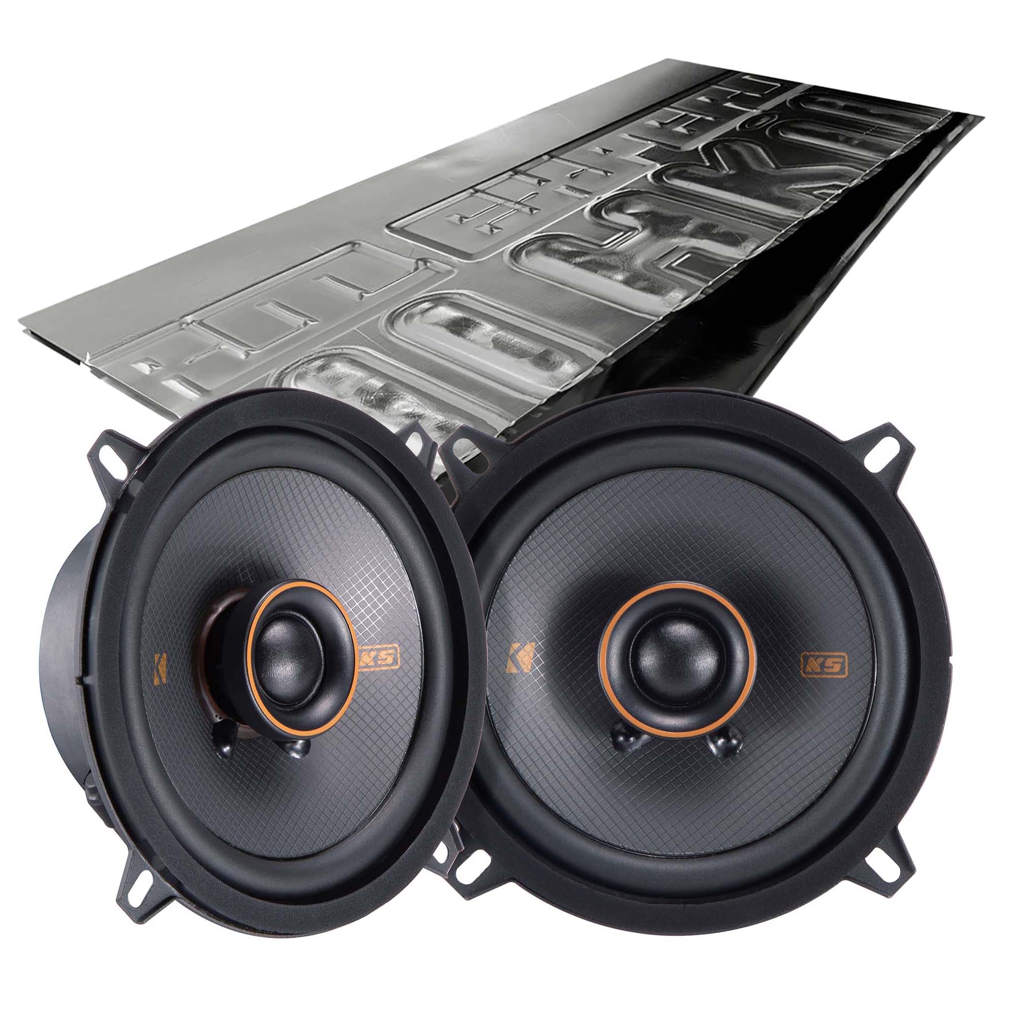 Kicker KSC50, KS Series 5.25" 2-Way 4 Ohm Coaxial Speakers  + Damping Kit Bundle