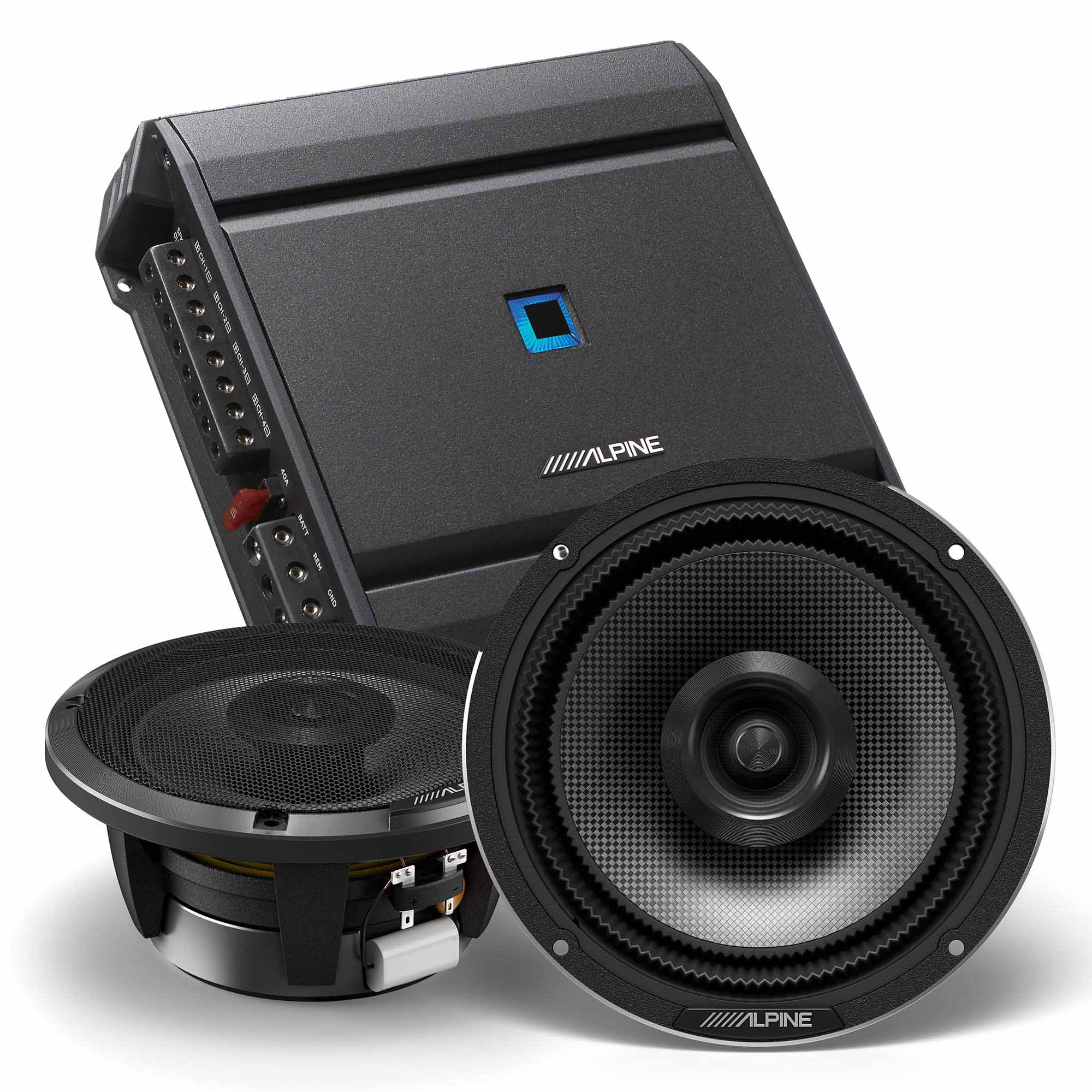 Alpine HDZ-65, Status Series Hi-Res 6.5" 2-Way Coaxial Speakers + S-A32F 320W 4-Channel Amplifier Bundle