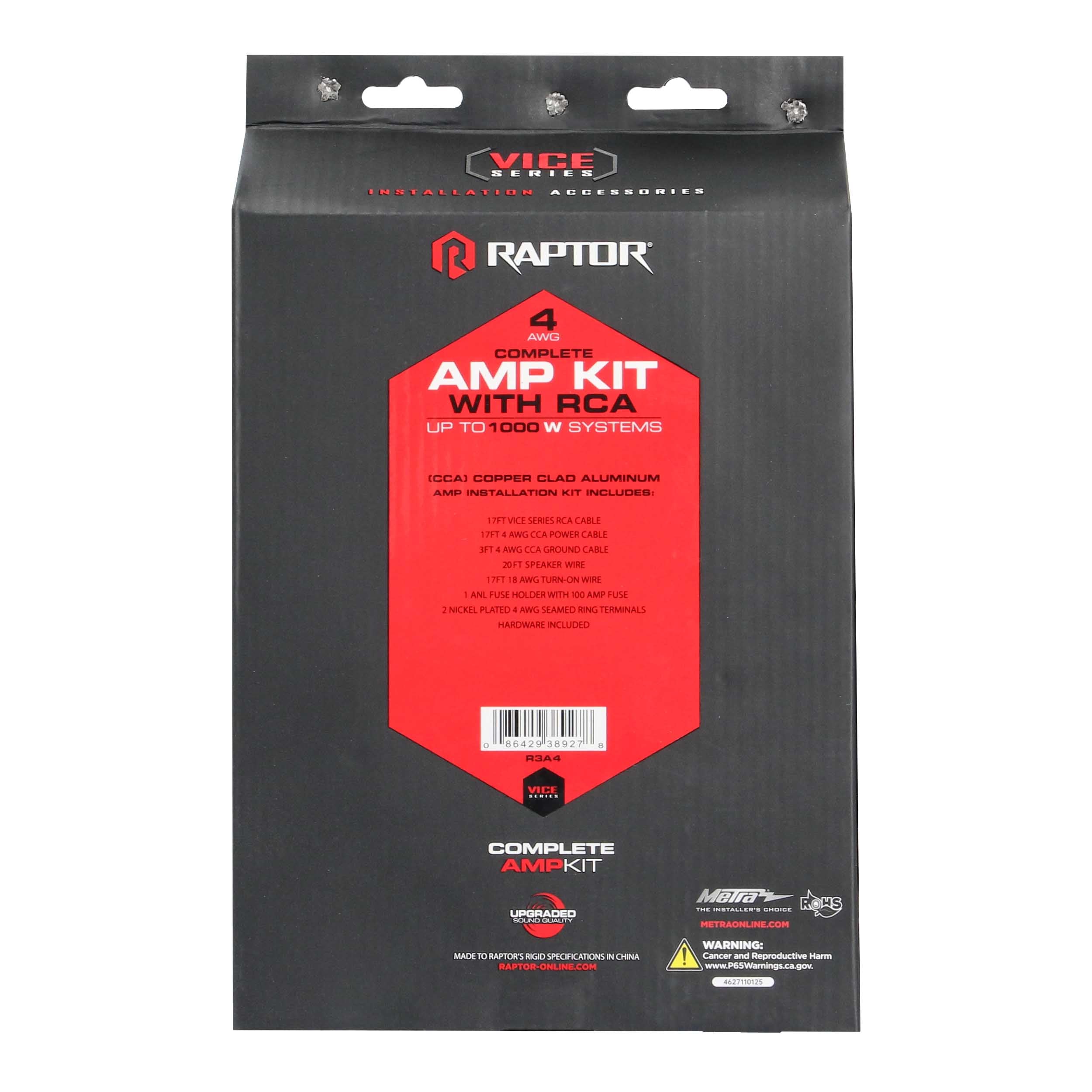 Raptor R3A4, Amp Kit 4ga RCA