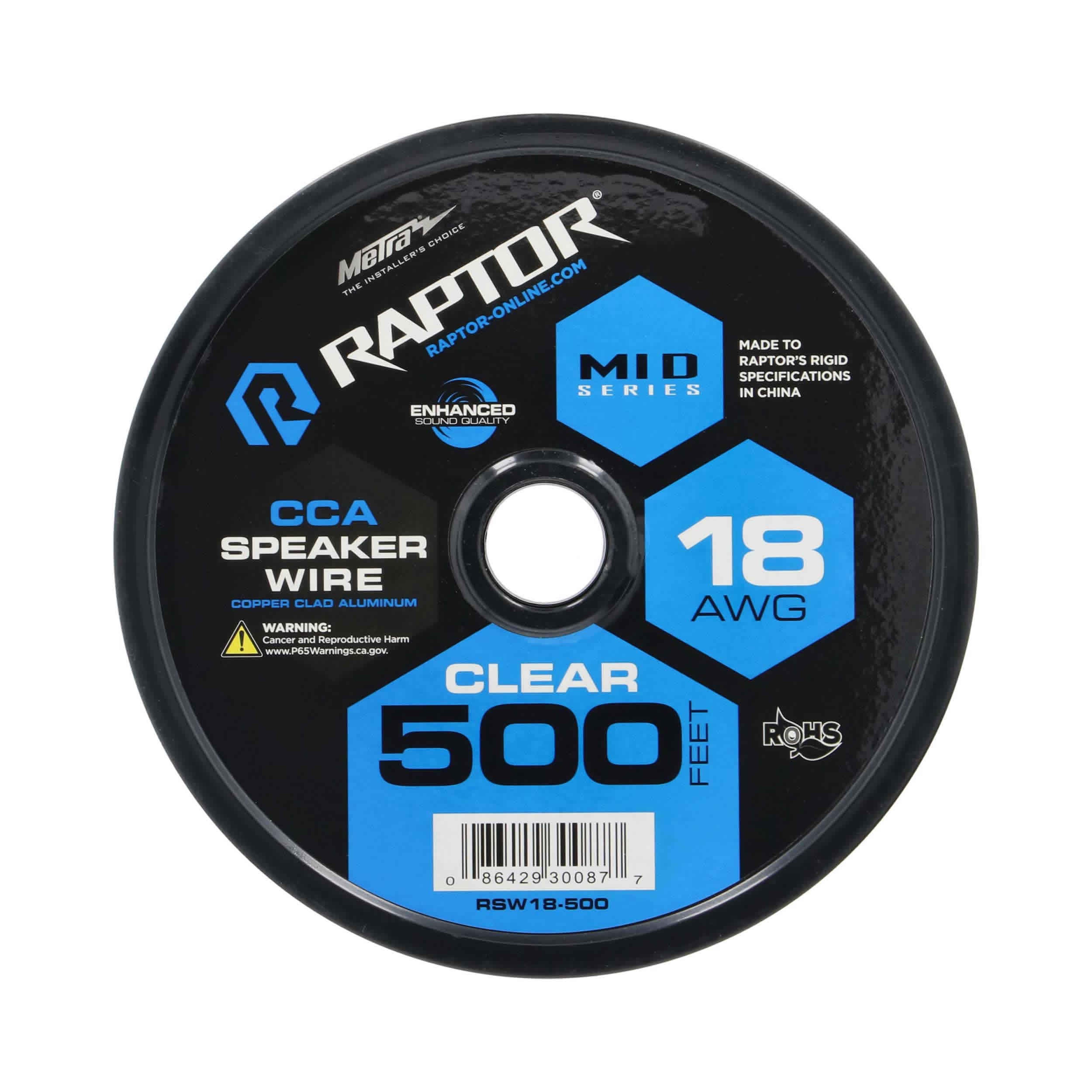 Raptor RSW18-500, Speaker Wire 18ga 500' CCA