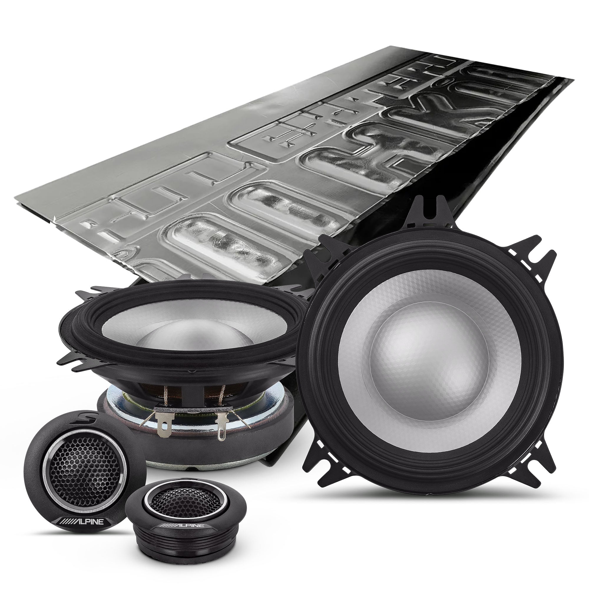 Alpine S2-S40C, S Series 4" 2-Way Hi-Res Speakers + Sound Damping Kit Bundle