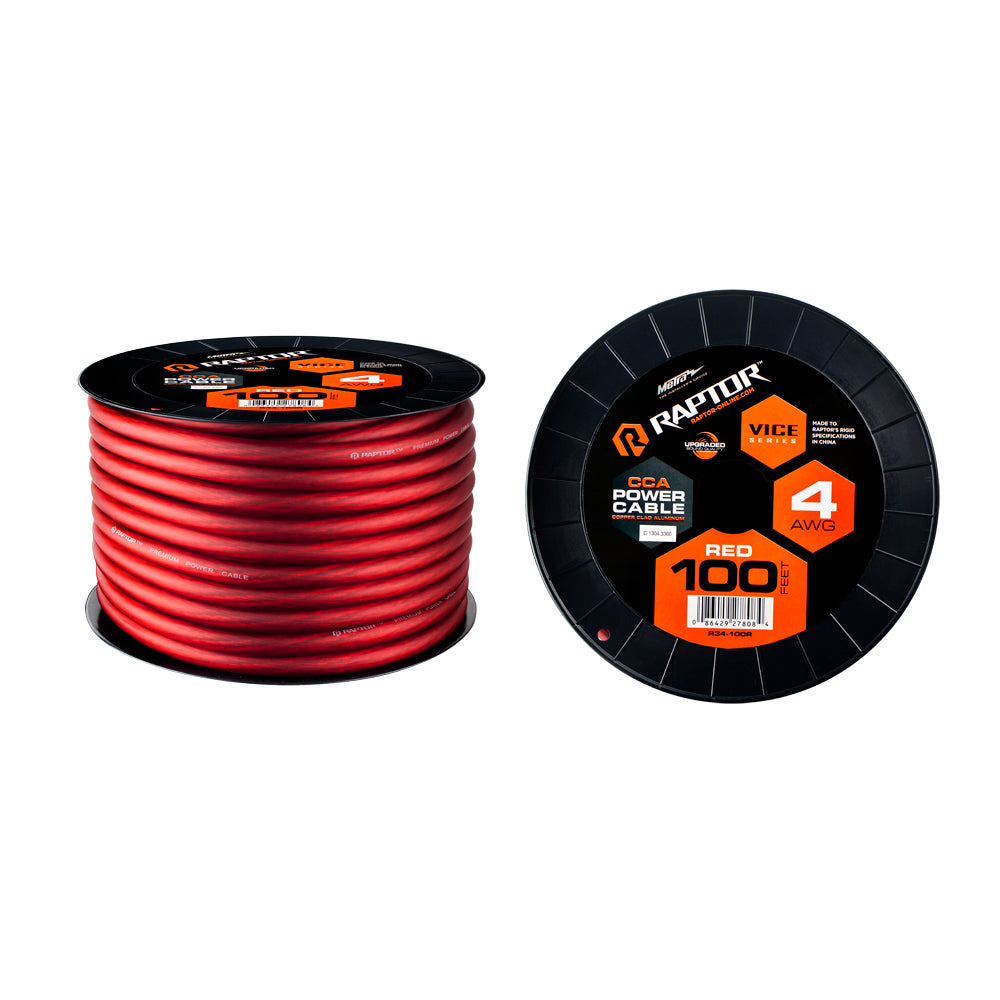 Raptor R3R4-100, Wire 4ga 100' Red CCA