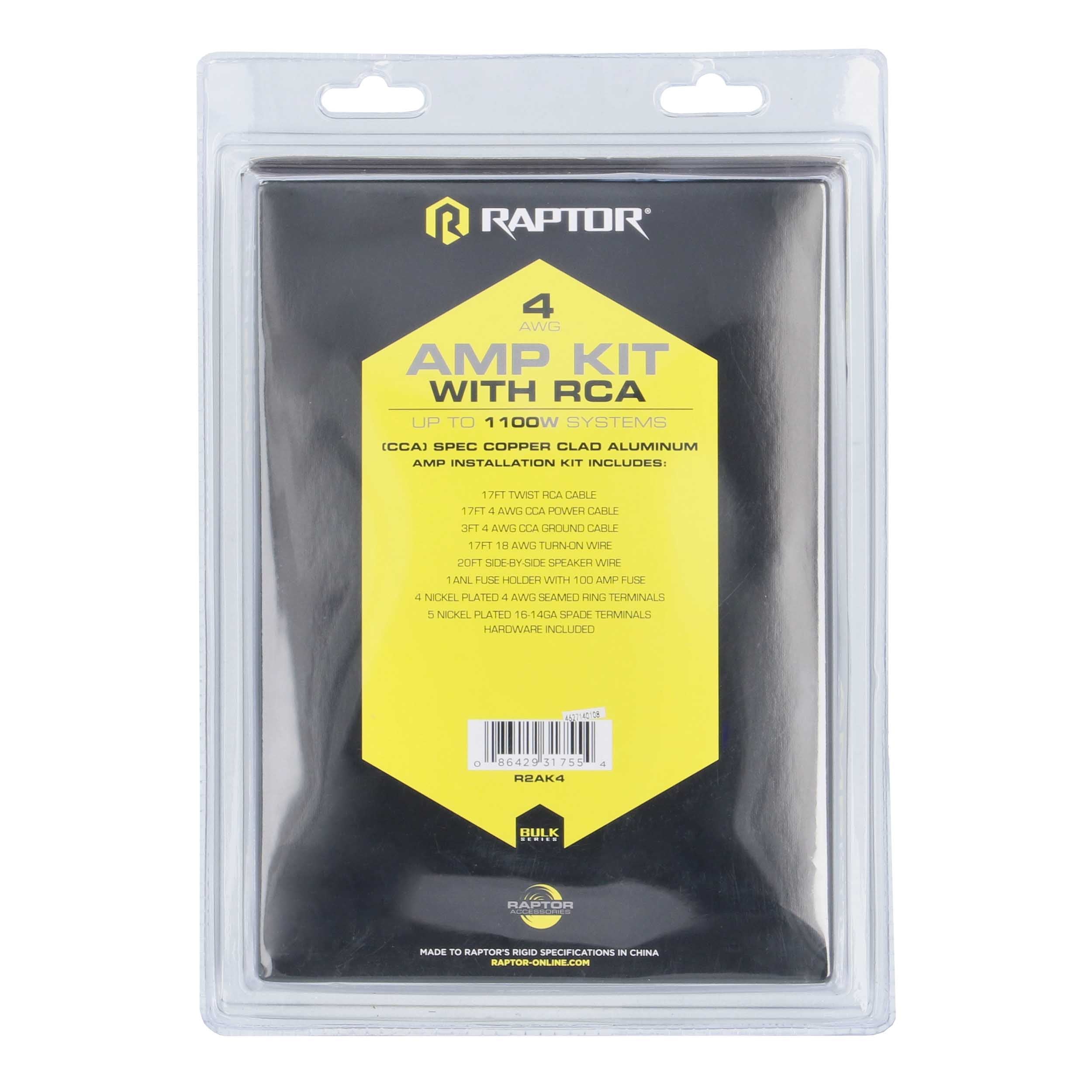 Raptor R2AK4, Amp Kit 4ga RCA