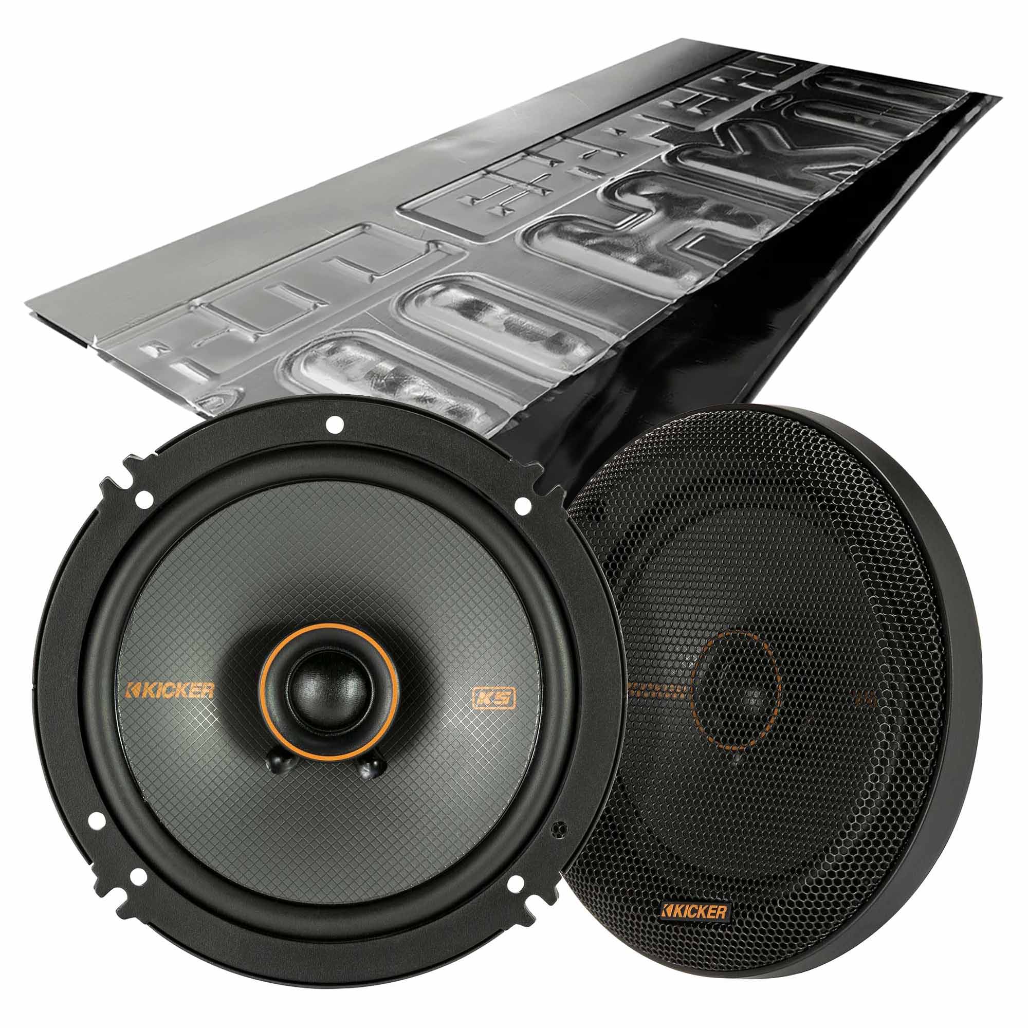 Kicker KSC650, KS Series 6.5" 2-Way 4 Ohm Coaxial Speakers + Damping Kit Bundle