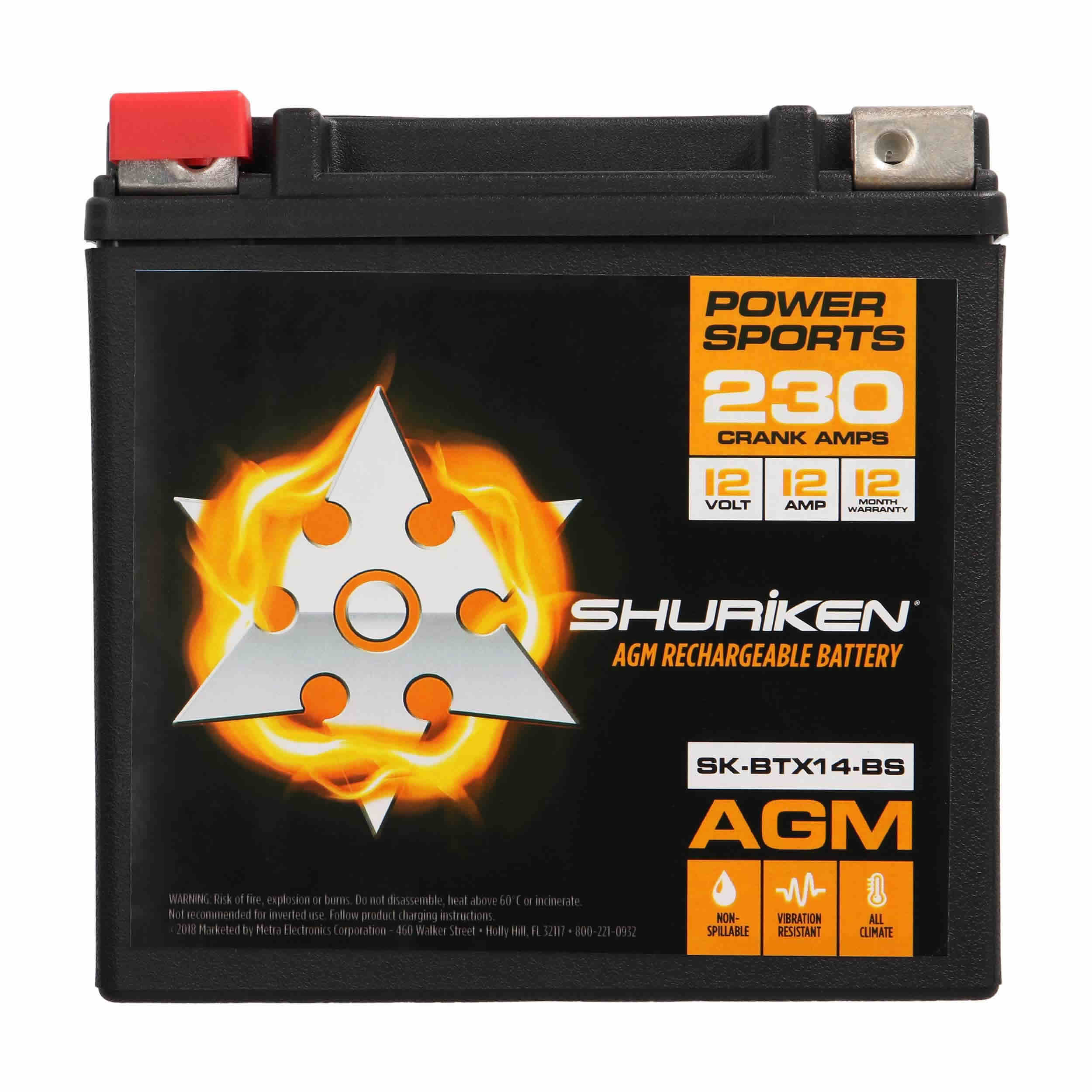 Shuriken SK-BTX14-BS, OE Battery JIS 230CCA/12AH